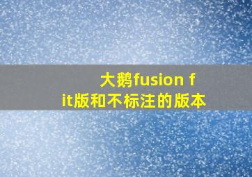 大鹅fusion fit版和不标注的版本